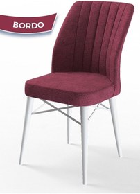 Resim Canisa Flex Serisi, Üst Kalite Mutfak Sandalyesi, 6 Adet Bordo Sandalye, Gürgen Beyaz Ahşap Ayak Sandalye Bordo Ayakları Beyaz 