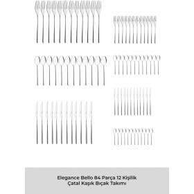 Resim Elegance Bello 84 Parça 12 Kişilik Çatal Kaşık Bıçak Seti Lüks Kutulu 