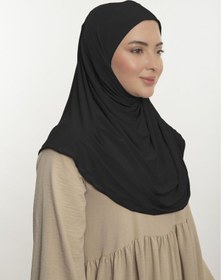Resim Loggia Pratik Hijab Sandy Şal - Hazır Türban Tesettür Eşarp Namazlık Namaz Örtüsü-Siyah 