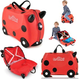 Resim Trunki Uğurböceği Harley Binilen ve Sürülen Çocuk Bavulu 