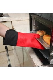 Resim Yıldızan Kırmızı Silikon Yanmaz Yapışmaz Isı Yalıtımlı Mutfak Fırın Eldiveni Tencere Sahan Tutacak 35 Cm 119 
