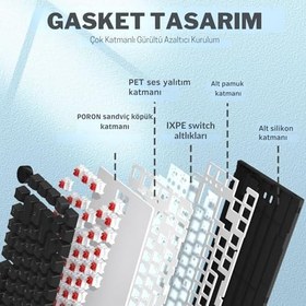 Resim Coverzone Beyaz Işıklı Hot Swap Kablolu Mekanik Oyun Klavyesi | Ajazz AK820 Siyah - Kırmızı Switch 