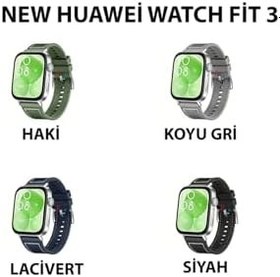 Resim Huawei Watch Fit 3 ile Uyumlu Dikiş Desenli Jazzy Spor Kordon Koyu Gri 