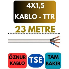 Resim Öznur 4x1,5 Ttr Kablo Metre Seçenekli Beyaz - 23 Metre 