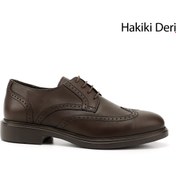 Resim GÖNDERİ(R) Erkek Kahve Antik Bağcıklı Hakiki Deri Klasik Oxford Ayakkabı 