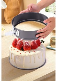 Resim Karbon Çelik 3 Parça 18-20-22 Cm Yuvarlak Kelepçeli Kek Kalıbı Seti Cin999sy Siyah 