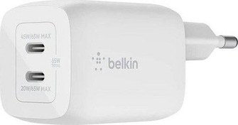 Resim WCH013VFWH Çift Usb-C Power Delivery Gan Duvar Şarj Cihazı 65W Belkin