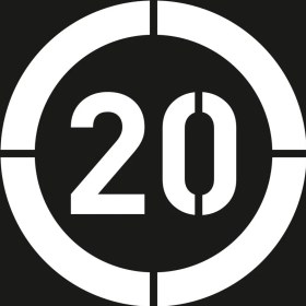 Resim Boyama Şablonu Azami Hız Sınırı 20 km Alüminyum 100x100cm 