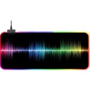 Resim Cbtx GMS-X5 Kaymaz Kauçuk RGB Mouse Pad 300 x 800 x 4 MM Sound Wave 