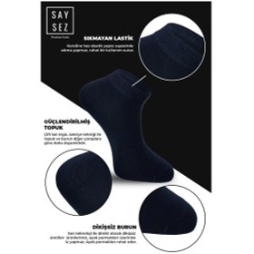 Resim Saysez Bambu Erkek Patik Düz Lacivert Renk Çorap Dikişsiz Premium 3'lü Paket Lacivert 