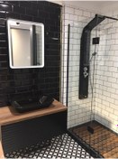 Resim Sam Banyo Kuğu Duş Paneli Siyah 