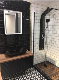 Resim Sam Banyo Kuğu Duş Paneli Siyah 