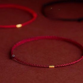 Resim Altın Boncuklu Ayarlanabilir Kırmızı & Siyah Örgülü Halat Bilezik - Kadınlar için Şık Minimalist Tasarım, Zodyak Yılı Charm, Günlük Kıyafetler için Mükemmel, Charm Bilezik 