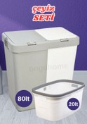 Resim ongu home Ikili Set Çeyiz Seti Ikili Kirli Sepeti Çamaşır Selesi (BEYAZ-GRİ) 