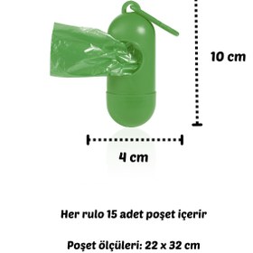 Resim BAMM BAMM Kirli Bebek Bezi Çöp Poşeti Çanta Boy Yeşil Taşıma Çantası Ve 2 Rulo (30 POŞET) 