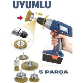Resim Alvo Store Buğz Matkap Uyumlu Saçaklı Pimli Tel Fıça Fırça Seti 1/4 Inç 