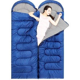 Resim Evolite Camper Birleştirilebilir 2 Kişilik Uyku Tulumu Mavi 