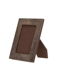 Resim Gerçek Deri Masaüstü Fotoğraf Çerçevesi, 22x17cm 15x10 Foto Antik Koyu Kahve 