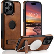 Resim Kablosuz Şarj Uyumluluğu Olan SUTENI Cep Telefonu Kılıfı, iPhone 16 Pro Max 15 Plus 14 13 12 için Suni Deri Lüks Manyetik Tutucu 