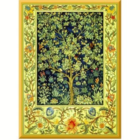 Resim 1 Set Baskılı Çapraz Dikiş Kiti Morris Yaşam Ağacı Mutlu Ağaç Desen Çapraz Dikiş Malzeme Çantası Oturma Odası Giriş Yatak Odası Dekoratif Boyama DIY Çapraz Dikiş Kiti 