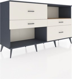 Resim Hyperion Konsol Tek Raflı 4 Çekmeceli 176x44x99 Antrasit-çam/ayt Antrasit-çam/aytaşı 