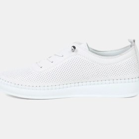 Resim Desa Kadın Beyaz Lastik Bağcıklı Deri Spor Ayakkabı 