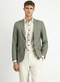 Resim Kiğılı 7 Drop Super Slim Fit Eksra Dar Kesim Klasik Desenli Ceket 