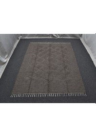 Resim Zehra Abla Halı Yeni El Dokuma Tek Renk Gri Dikişsiz Çift Kişilik Tiftik Yün Siirt Battaniyesi Kilim 5799 