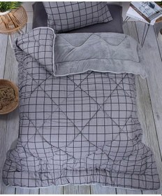 Resim Tek Kişilik Lüx Çift Taraflı Pufidik Desenli Wellsoft Yorgan 155x215 + 1 Adet Yastık Kılıfı Antrasit - Gri 