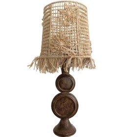 Resim Avery Koyu Kahve Ahşap Abajur Kahverengi 