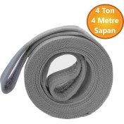 Resim Vinç Sapan Polyester Spanzet 4 Ton 4 Metre Gri Sağlam Yük Kaldırma Taşıma Indirme Caraskal Halat 