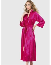 Resim Arias Closet Vişne Uzun Saten Sabahlık Vişne 