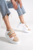 Resim MP Fashion Venedik Bt Bağcıksız Cırtlı Ortopedik Taban Kadın Spor Sneaker Ayakkabı Beyaz/ten/mavi 