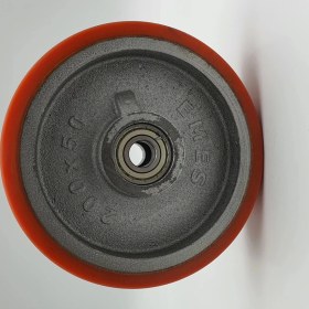 Resim Transpalet Tekeri Döküm Poliüteran Kaplamalı Bilyalı Rulmanlı 200 x 50 x 20 