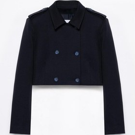 Resim Kadın Lacivert Apolet Detaylı Crop Blazer Lacivert 