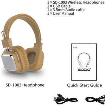 Carrier,sodo Sd-1003 Kablosuz Kulaklık 3eq Bluetooth Uyumlu 5.0 Kulaklıklar Kulak Üstü Katlanabilir Hifi Stereo Kulaklık Desteği Tf/fm