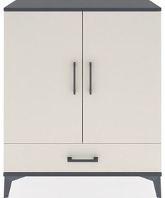 Resim Arges Şifonyer 2 Raflı Tek Çekmeceli 2 Kapaklı 88x30x106 Antrasit-aytaşı Antrasit 