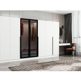 Resim Kale Plus 8 Mebran Kapaklı 2ç Dolap Beyaz Mebran Füme Cam 210cm Beyaz 