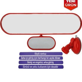Resim Vantuzlu Ayna, Çift Görüşlü İç İlave Ayna, 27x7 Cm - Kırmızı Br0221184 