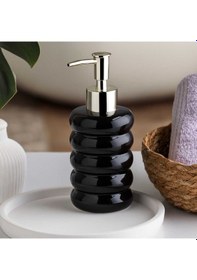 Resim Porsima 3204 Seramik Tezgah Üstü Banyo Mutfak Lavabo Sıvı Sabunluk 275 ML Siyah 