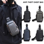 Resim Şık Siyah Anti-Hırsızlık Göğüs Çantası - Ayarlanabilir Askı, Dayanıklı, Fermuar Kapatma, Polyester Astar, Dış Mekan ve Günlük Kullanım İçin Mükemmel, Günlük Aksesuar | Minimalist Tasarım | Ayarlanabilir Askı Çantası 