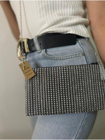 Resim SmY Bag Marka Grı Parlak Pul Taş Görünümlü Telefon Çantası 