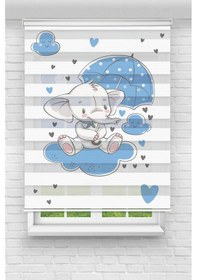 Resim Perdecizade Enxboy Şemsiyeli Fil Dijital Baskılı Zebra Perde-cocuk Odası-stor Perde Renkli 