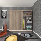 Resim Kenzlife gardırop sürgülü kapaklı kapılı 200 papatya crd gardolap dolap 