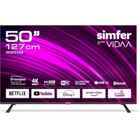 Resim Simfer 50SFSV6B 50" 127 Ekran Uydu Alıcılı 4K Ultra HD Vıdaa LED TV 