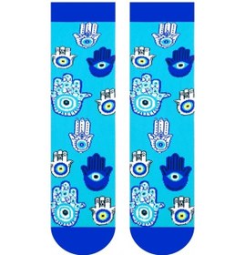 Resim Carnaval Socks Fatma Ana Eli Desenli Renkli Soket Çorap Mavi 