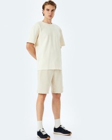 Resim Koton Cepli Etiket Detaylı Pamuk Karışımlı Beli Bağcıklı Şort Bej 5sam40004mk Ekru 