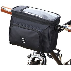 Resim Youtek Bisiklet Direk Soğutucu Çantası: Isı Yalıtımlı, Telefon Pencereli Ve Açık Depo - Bisiklet, Kamp, Piknik İçin Siyah 