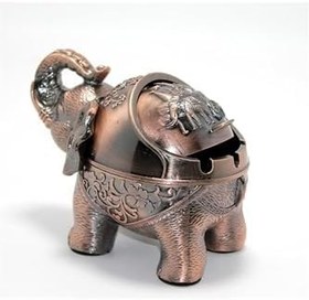 Resim Dekoratif Kapaklı Metal Fil Figürlü Küllük, Bronz 