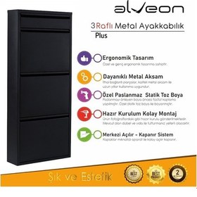 Resim Alv-1003 Plus Alveon Metal Ayakkabılık Siyah 